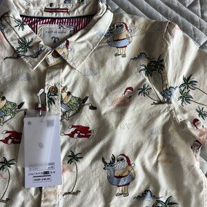 Cactus Boys Christmas Beach Santa Reindeer NWT Large 11/12 Short Sleeve